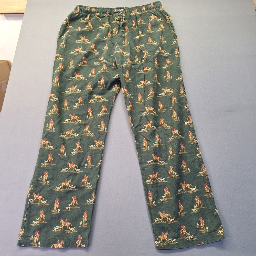 Polo Ralph Lauren Mens Green Equestrian Fox Hunt Pajama Pants Large